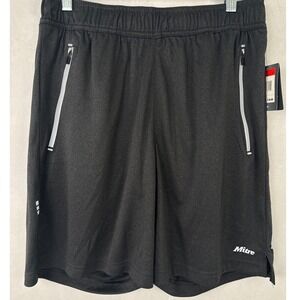 Mitre Men's Black Heather Active Shorts Size M NWT Moisture Wicking Stretch